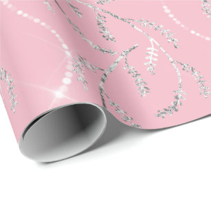 Rosa Rosen-funkelnd Lorbeer-silberne mit Geschenkpapier