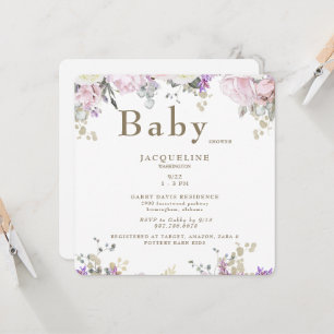 Rosa Rosen für Kinderdusche Einladung