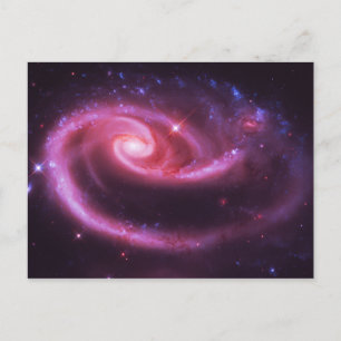 Rosa Rosen Galaxien Postkarte