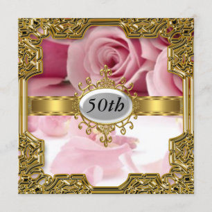 Rosa Rosen Geburtstagsfeier Glamour Heiße Einladun Einladung
