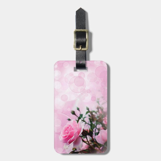 Rosa Rosen Gepäckanhänger (Vorderseite vertikal)