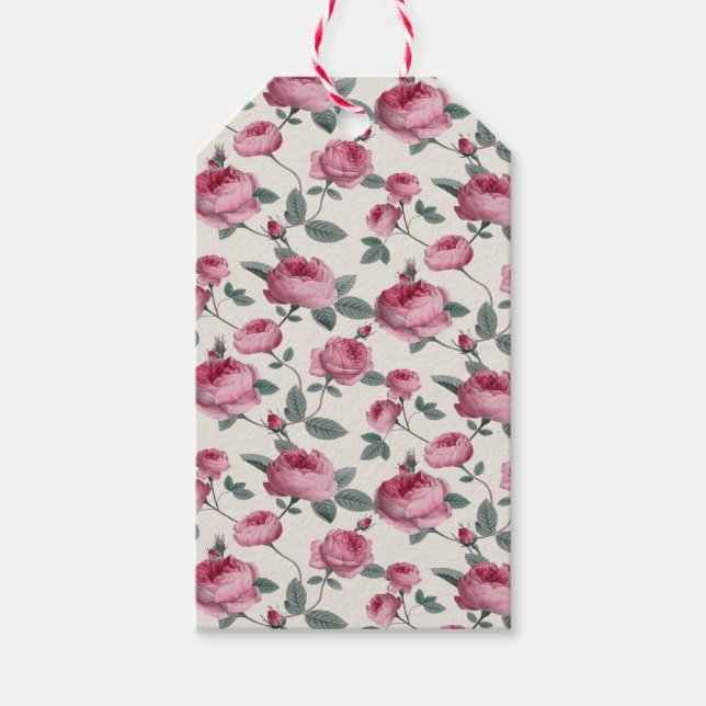 Rosa Rosen Geschenkanhänger (Vorderseite)