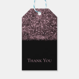 Rosa Rosen Glitter Funkelnde Lichter Süße 16 Party Geschenkanhänger