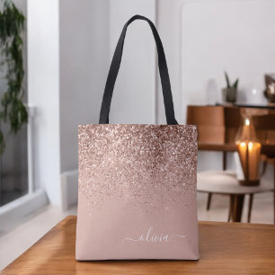 Rosa Rosen-Gold-Glitter-Monogramm-Name