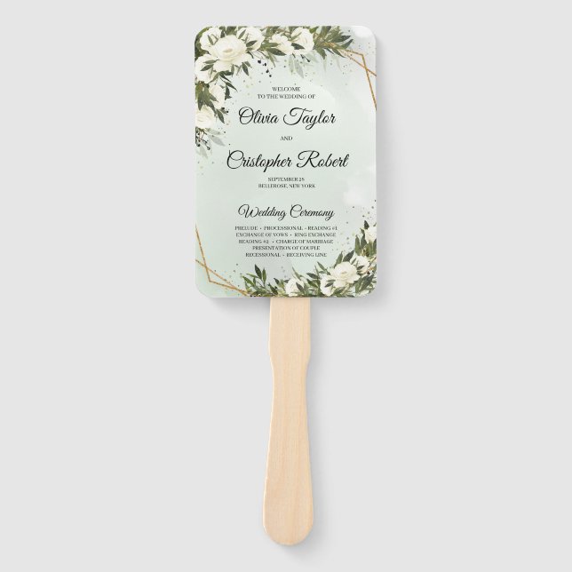 Rosa Rosen, goldfarbener Rahmen Fächer (Vorderseite)