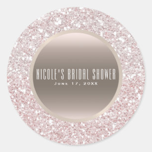 Rosa Rosen-GoldGlitzer-bezaubernde elegante Runder Aufkleber
