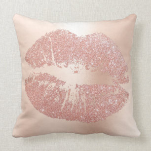Rosa Rosen-GoldlippenGlitzer erröten funkelnd Kissen