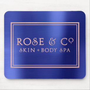 Rosa Rosen-Goldsaphir-blauer minimaler Dekor Mousepad