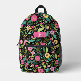 Rosa Rosen Grüne Blätter Botanisch Personalisiert Bedruckter Rucksack