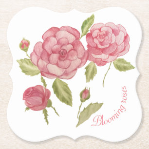 Rosa Rosen Hand zeichnend Bleistift T - Shirt Cush Untersetzer