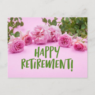 Rosa Rosen Happy Retirement auf rosa Hintergrund Postkarte