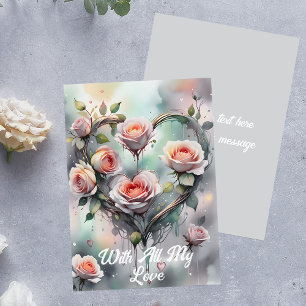 Rosa Rosen Herz mit All meiner Liebe Karte