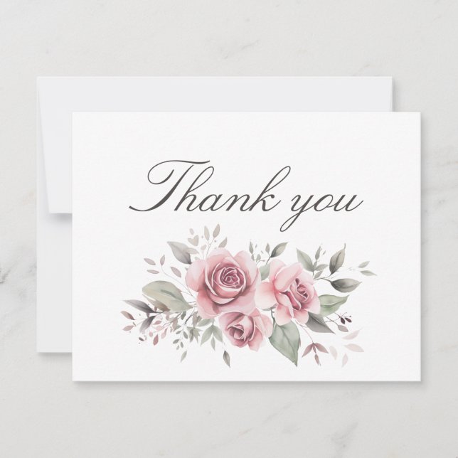 Rosa Rosen Hochzeit Danke Karte (Vorderseite)