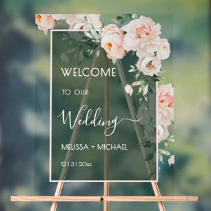 Rosa Rosen Hochzeit Transparent Acrylschild