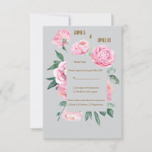 Rosa Rosen Hochzeitsantwort Essenwahl RSVP Karte