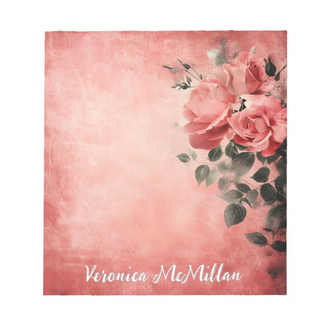 Rosa Rosen im rosa Hintergrund Notizblock (Vorderseite)