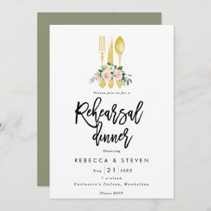 Rosa Rosen Imitat Gold Probe Dinner Einladung