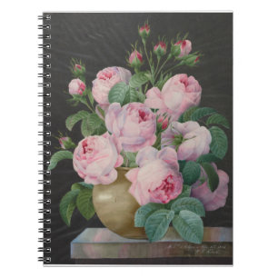 Rosa Rosen in einer Vase – Pierre Joseph Redouté Notizblock