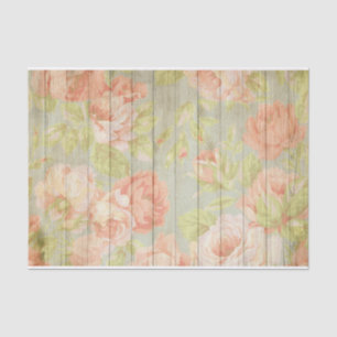Rosa Rosen in Pastellrosa auf rustikalem Holzdekou Seidenpapier
