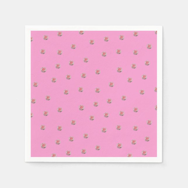 Rosa Rosen in Rosa Serviette (Vorderseite)