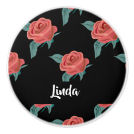 Rosa Rosen in schwarz Keramikknauf