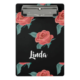 Rosa Rosen in schwarz Mini Klemmbrett