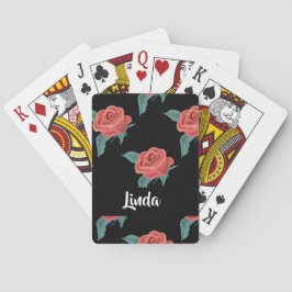 Rosa Rosen in schwarz Spielkarten