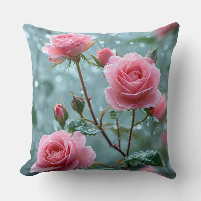 Rosa Rosen Kissen (Vorderseite)