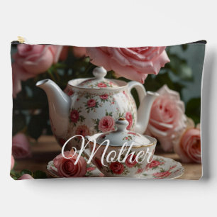 Rosa Rosen-Kohl-Tee-Drucktasche Zubehörtasche