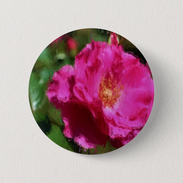 Rosa Rosen-Kreide, die Blumen-Knopf zeichnet Button (Vorderseite)
