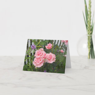 Rosa Rosen leere gefaltete Notizkarte Dankeskarte