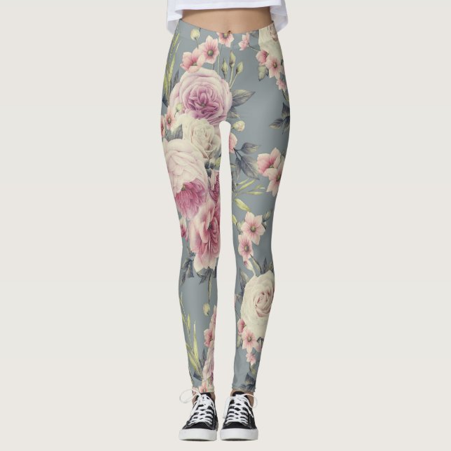 rosa Rosen Leggings (Vorderseite)