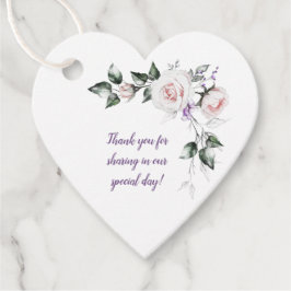 Rosa Rosen Lila Wildblumen Hochzeit | Geschenkanhänger