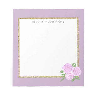 Rosa Rosen & Lilac Personalisiert Notepad 5.5" x 6 Notizblock