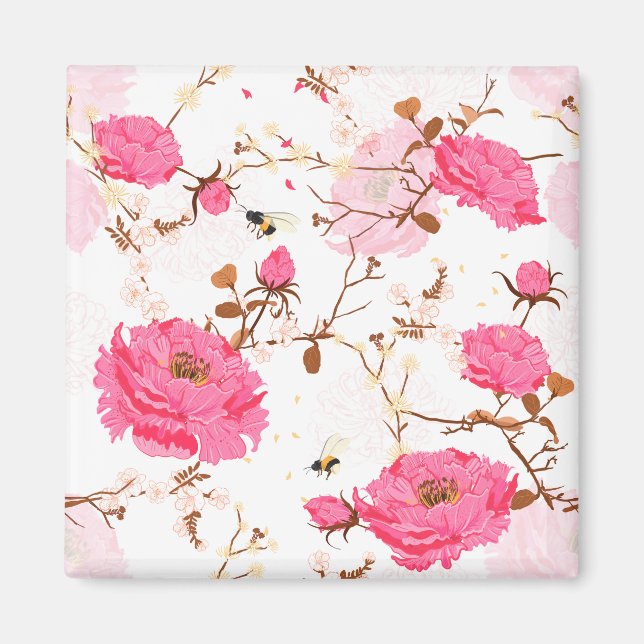 Rosa Rosen Magnet (Vorne)