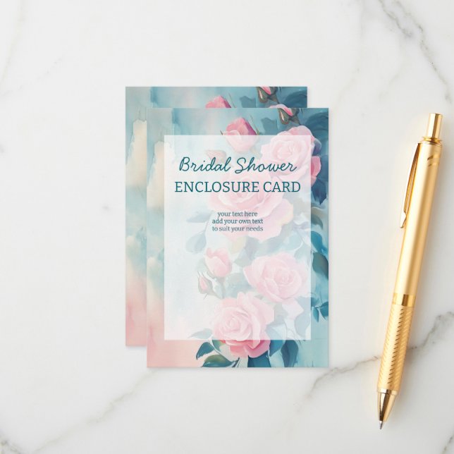 Rosa Rosen Malerei Brautparty CUSTOM Begleitkarte (Vorderseite/Rückseite Beispiel)