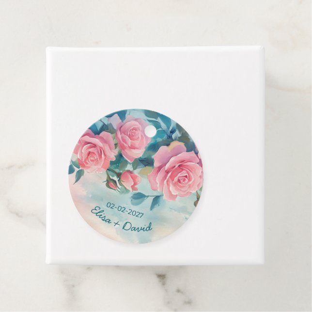 Rosa Rosen Malerei Brautparty CUSTOM Geschenkanhänger (Beispiel)