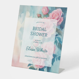 Rosa Rosen Malerei Brautparty CUSTOM Sockelschild