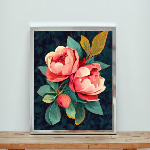 Rosa Rosen markieren auf schwarz Fotodruck