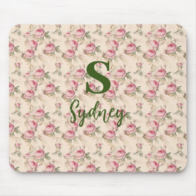 Rosa Rosen Maus Pad floral Mousepad (Vorne)