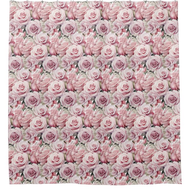 Rosa Rosen Maximaler Duschvorhang (Vorderseite)