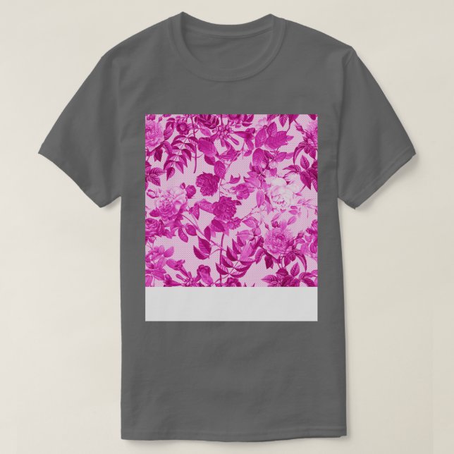 Rosa Rosen mit Blätter Muster T-Shirt (Design vorne)