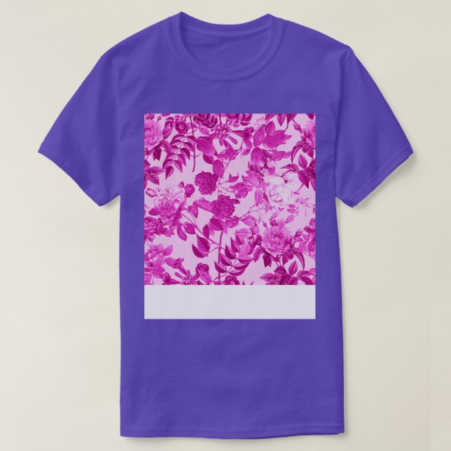 Rosa Rosen mit Blätter Muster T-Shirt (Design vorne)