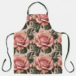 Rosa Rosen mit Pinselstrich-Blättern  Schürze