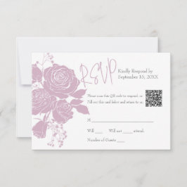 Rosa Rosen mit QR-Code-Antwortkarte RSVP Karte