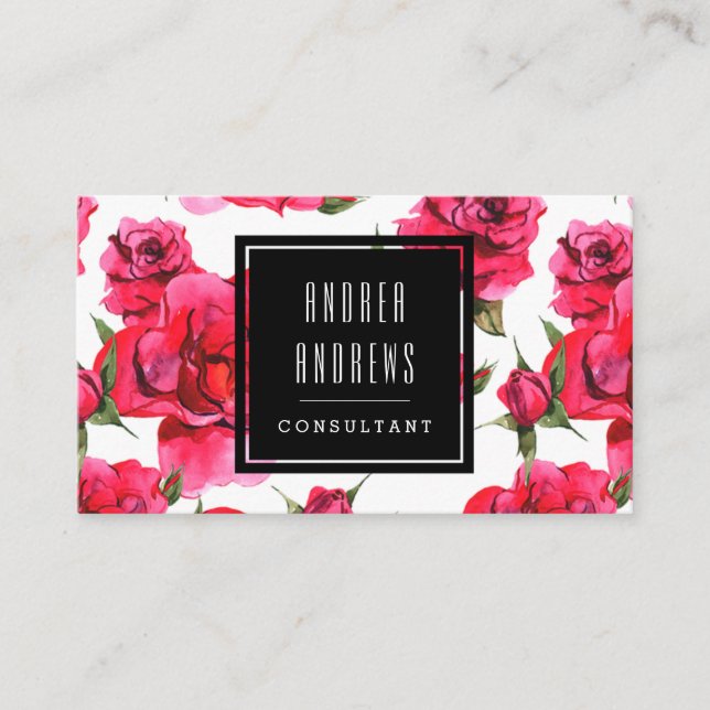 Rosa Rosen-moderne Berater-Geschäfts-mit Visitenkarte (Vorderseite)