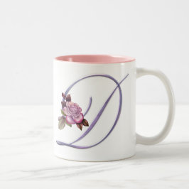 Rosa Rosen-Monogramm D Zweifarbige Tasse
