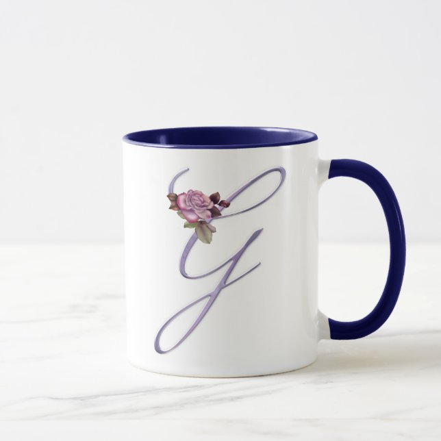 Rosa Rosen-Monogramm G Tasse (Rechts)