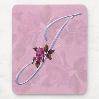 Rosa Rosen-Monogramm J Mousepad