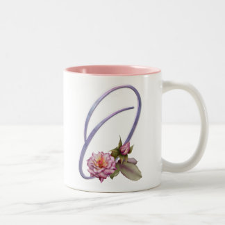 Rosa Rosen-Monogramm O Zweifarbige Tasse